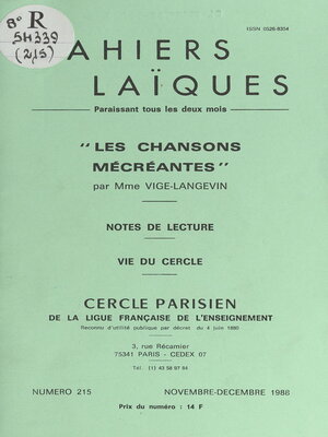 cover image of Les chansons mécréantes